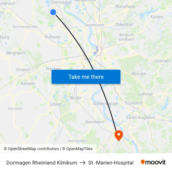 Dormagen Rheinland Klinikum to St.-Marien-Hospital map