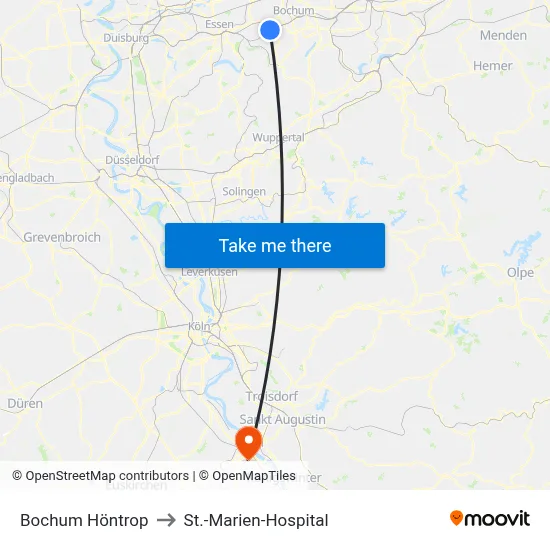 Bochum Höntrop to St.-Marien-Hospital map