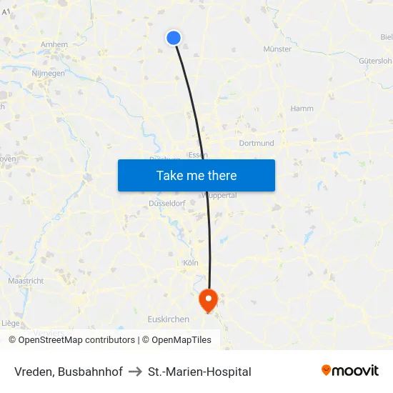 Vreden, Busbahnhof to St.-Marien-Hospital map