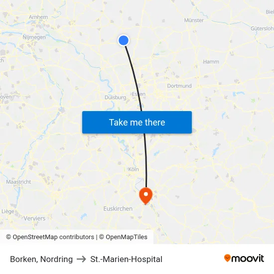 Borken, Nordring to St.-Marien-Hospital map