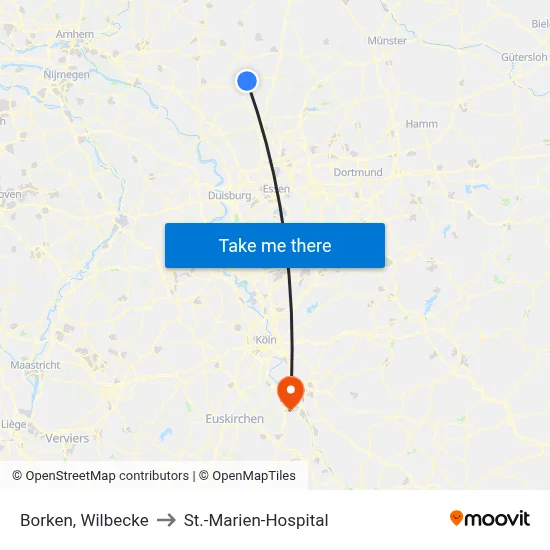 Borken, Wilbecke to St.-Marien-Hospital map