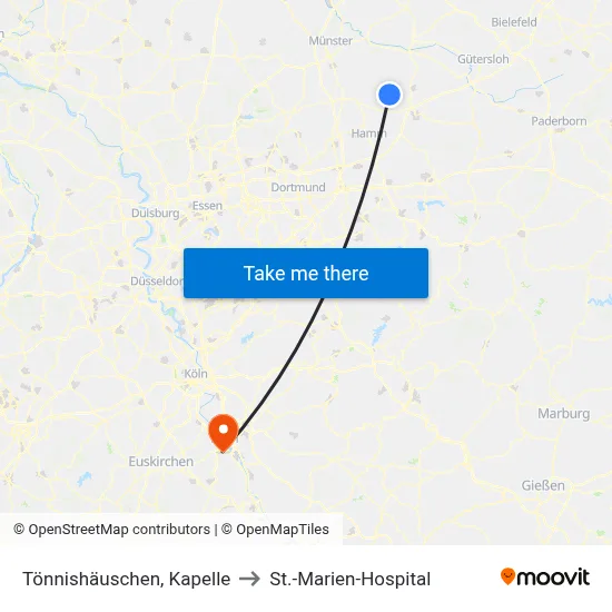 Tönnishäuschen, Kapelle to St.-Marien-Hospital map