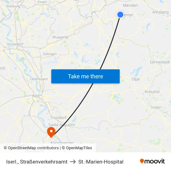 Iserl., Straßenverkehrsamt to St.-Marien-Hospital map