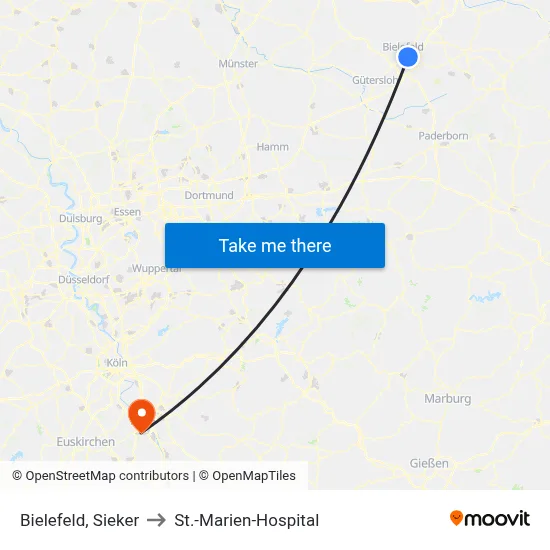Bielefeld, Sieker to St.-Marien-Hospital map