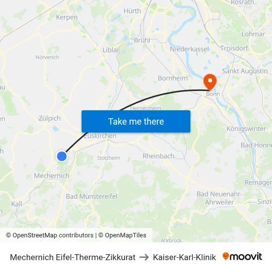Mechernich Eifel-Therme-Zikkurat to Kaiser-Karl-Klinik map