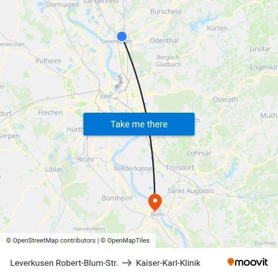 Leverkusen Robert-Blum-Str. to Kaiser-Karl-Klinik map