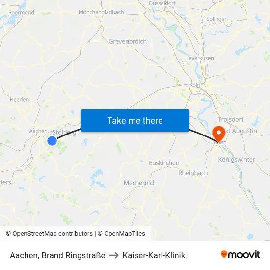 Aachen, Brand Ringstraße to Kaiser-Karl-Klinik map