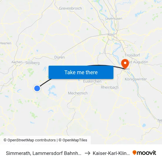 Simmerath, Lammersdorf Bahnhof to Kaiser-Karl-Klinik map