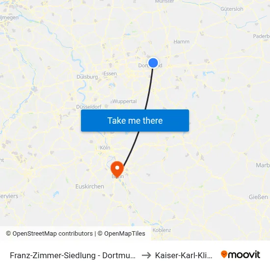 Franz-Zimmer-Siedlung - Dortmund to Kaiser-Karl-Klinik map