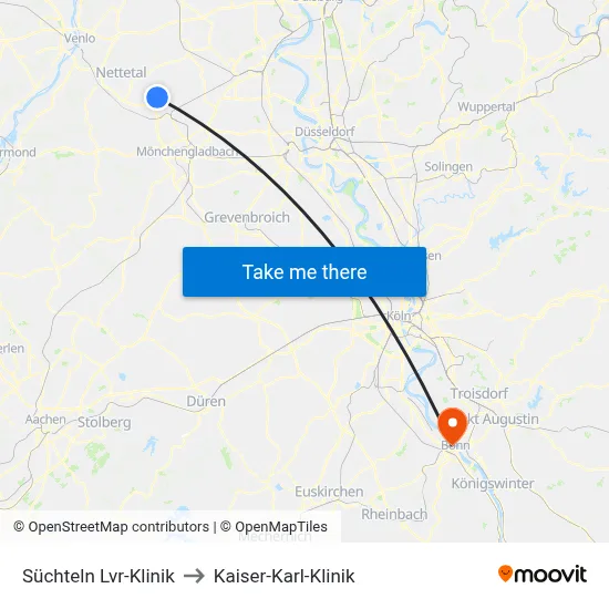 Süchteln Lvr-Klinik to Kaiser-Karl-Klinik map