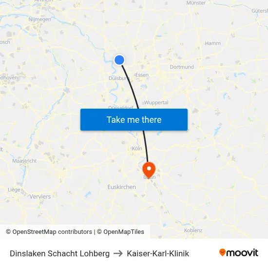 Dinslaken Schacht Lohberg to Kaiser-Karl-Klinik map