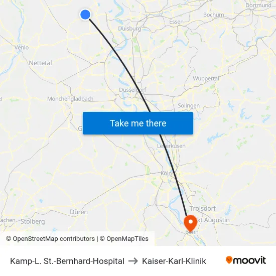 Kamp-L. St.-Bernhard-Hospital to Kaiser-Karl-Klinik map