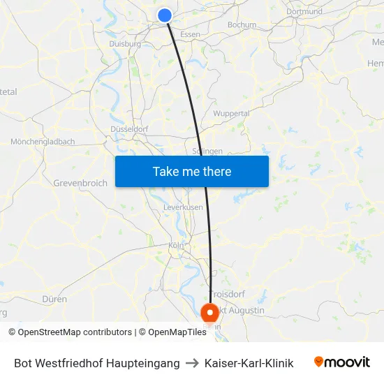 Bot Westfriedhof Haupteingang to Kaiser-Karl-Klinik map