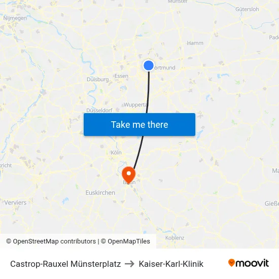 Castrop-Rauxel Münsterplatz to Kaiser-Karl-Klinik map