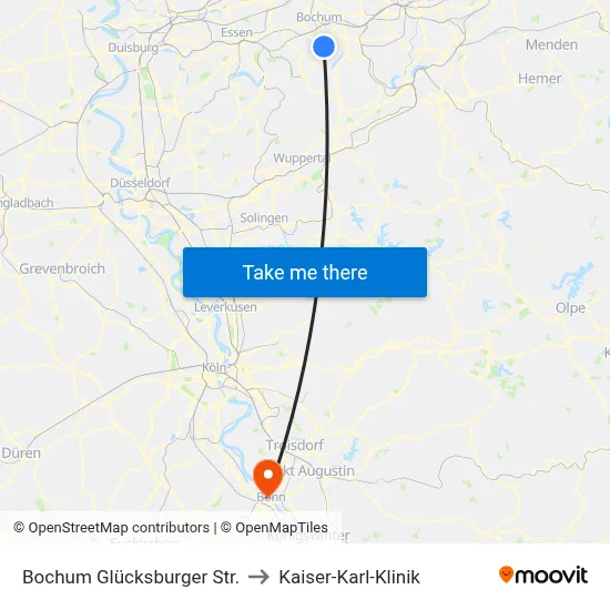 Bochum Glücksburger Str. to Kaiser-Karl-Klinik map