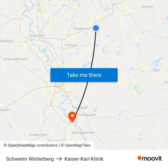 Schwelm Winterberg to Kaiser-Karl-Klinik map
