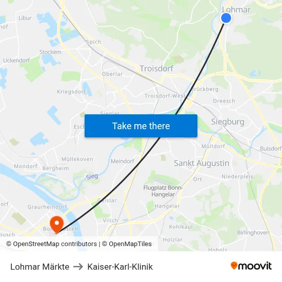 Lohmar Märkte to Kaiser-Karl-Klinik map