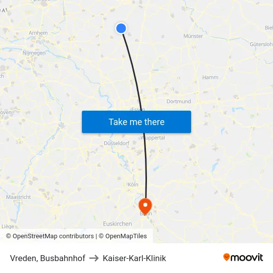 Vreden, Busbahnhof to Kaiser-Karl-Klinik map