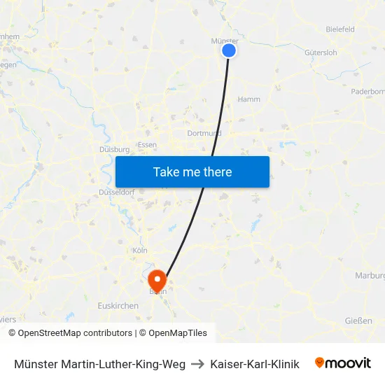 Münster Martin-Luther-King-Weg to Kaiser-Karl-Klinik map
