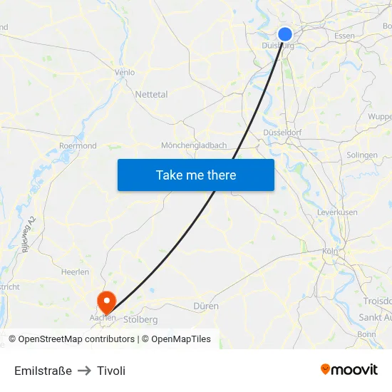 Emilstraße to Tivoli map