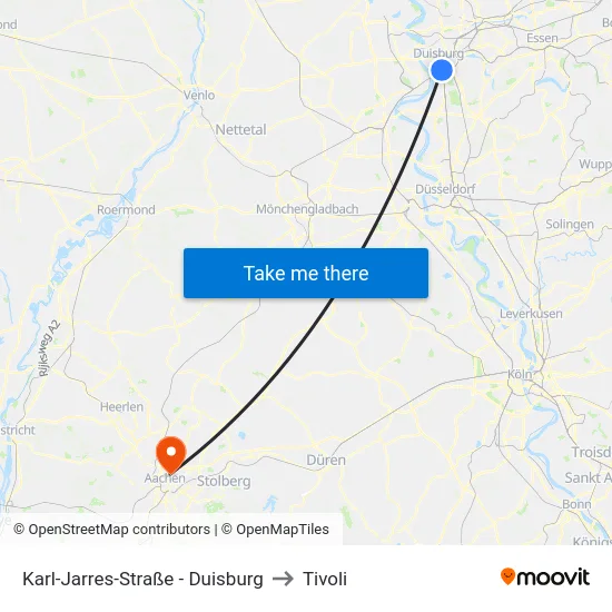 Karl-Jarres-Straße - Duisburg to Tivoli map