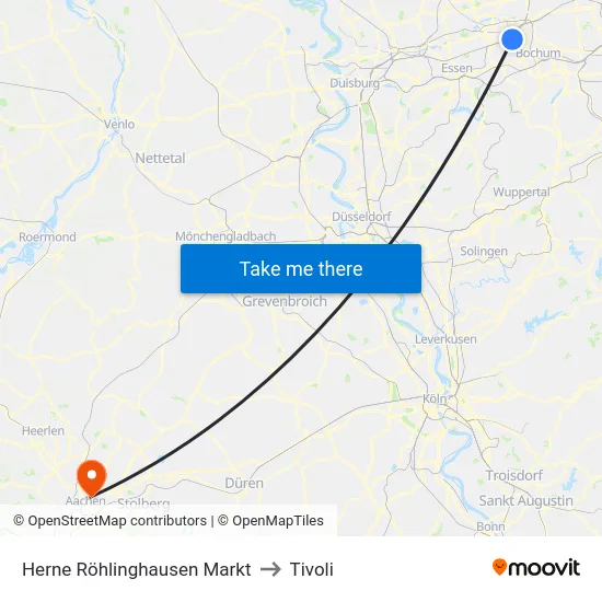 Herne Röhlinghausen Markt to Tivoli map