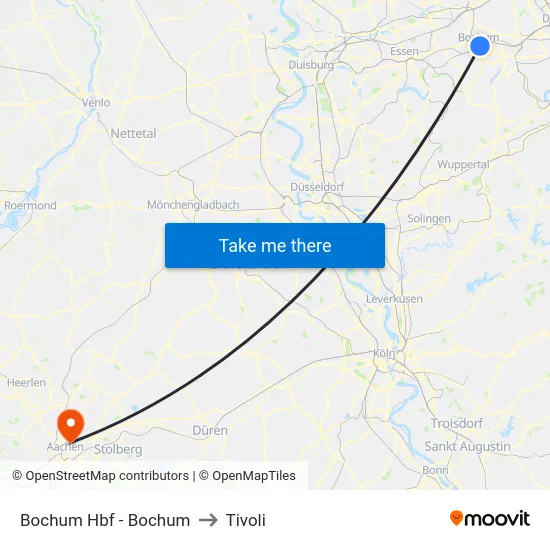 Bochum Hbf - Bochum to Tivoli map