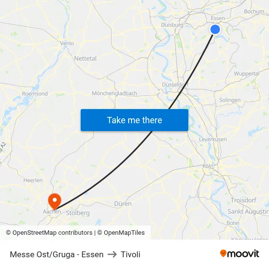 Messe Ost/Gruga - Essen to Tivoli map
