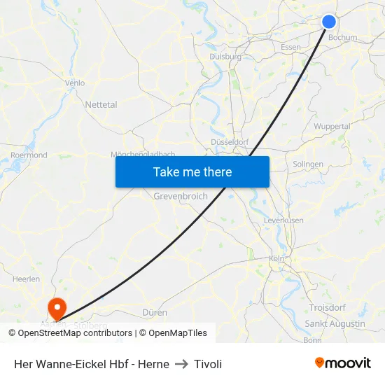 Her Wanne-Eickel Hbf - Herne to Tivoli map