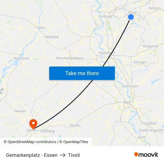 Gemarkenplatz - Essen to Tivoli map
