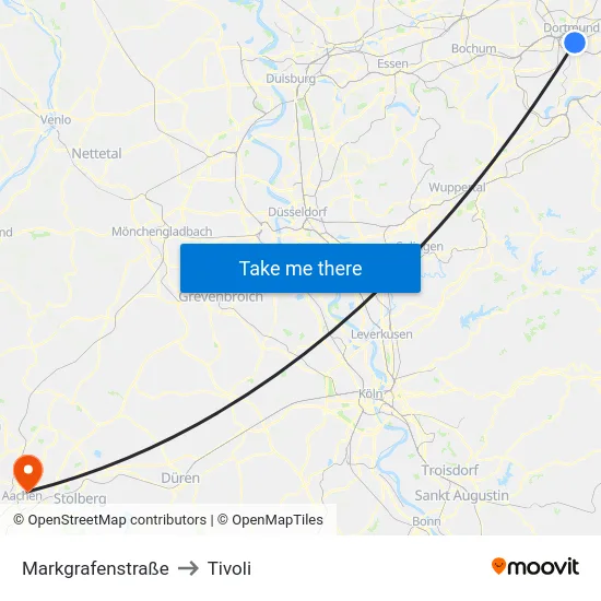 Markgrafenstraße to Tivoli map