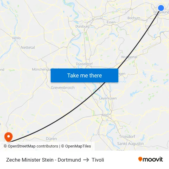 Zeche Minister Stein - Dortmund to Tivoli map