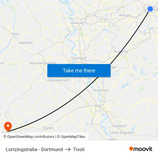 Lortzingstraße - Dortmund to Tivoli map