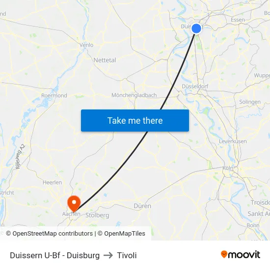 Duissern U-Bf - Duisburg to Tivoli map