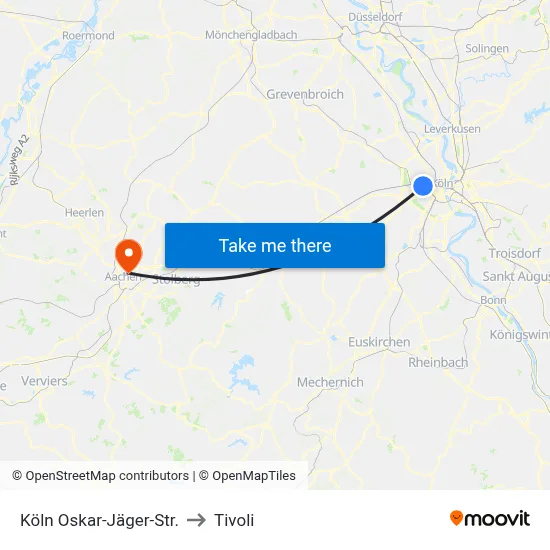 Köln Oskar-Jäger-Str. to Tivoli map