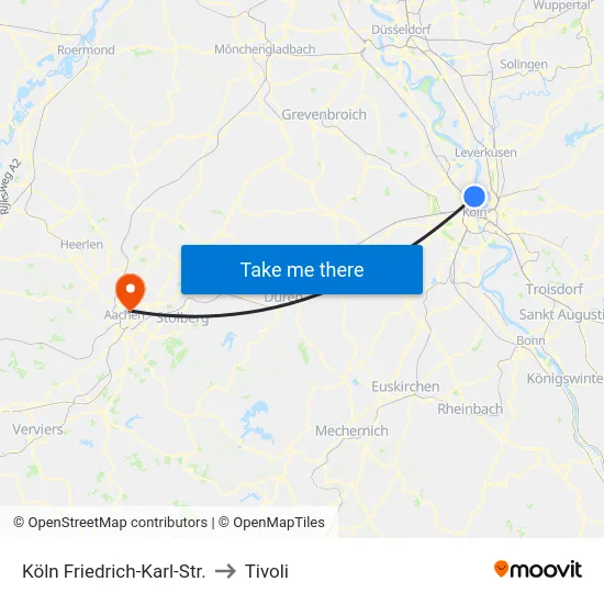 Köln Friedrich-Karl-Str. to Tivoli map