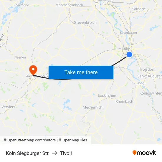 Köln Siegburger Str. to Tivoli map