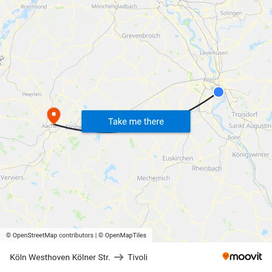 Köln Westhoven Kölner Str. to Tivoli map
