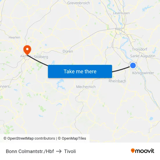Bonn Colmantstr./Hbf to Tivoli map