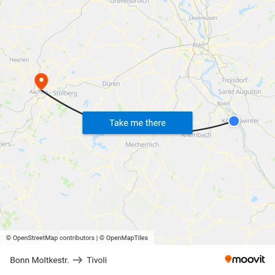 Bonn Moltkestr. to Tivoli map