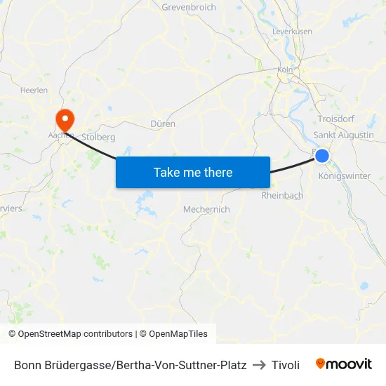 Bonn Brüdergasse/Bertha-Von-Suttner-Platz to Tivoli map
