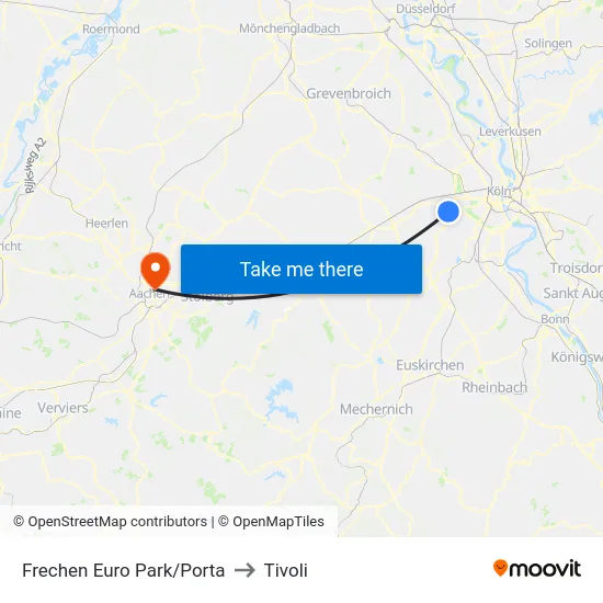 Frechen Euro Park/Porta to Tivoli map
