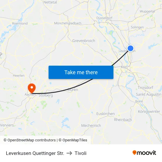 Leverkusen Quettinger Str. to Tivoli map