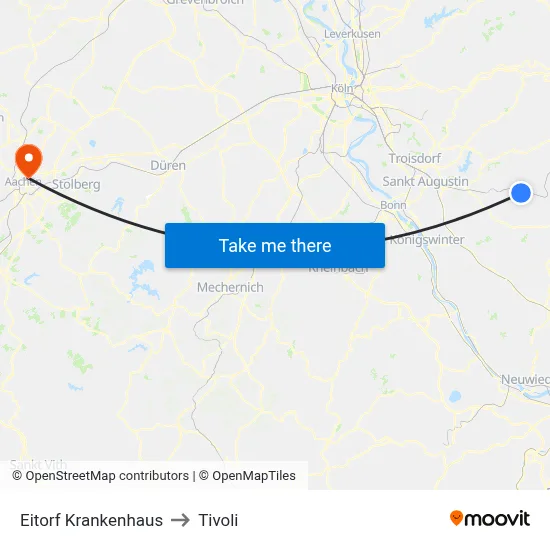 Eitorf Krankenhaus to Tivoli map