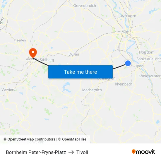 Bornheim Peter-Fryns-Platz to Tivoli map