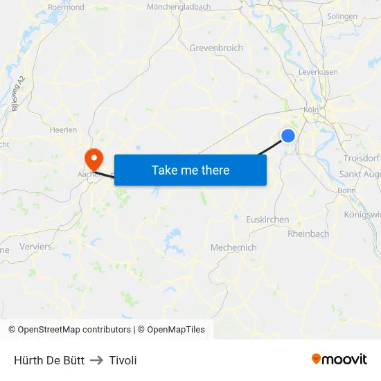 Hürth De Bütt to Tivoli map