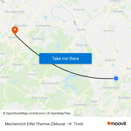 Mechernich Eifel-Therme-Zikkurat to Tivoli map