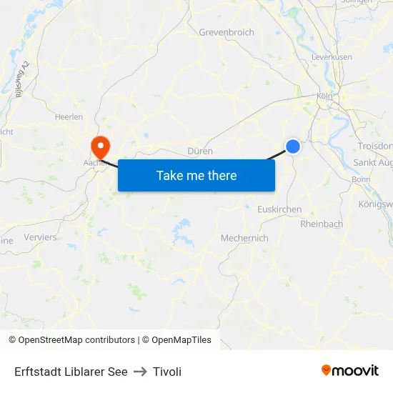 Erftstadt Liblarer See to Tivoli map