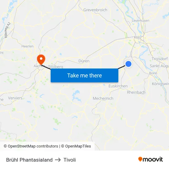 Brühl Phantasialand to Tivoli map