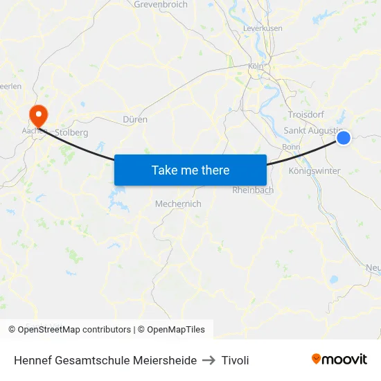Hennef Gesamtschule Meiersheide to Tivoli map